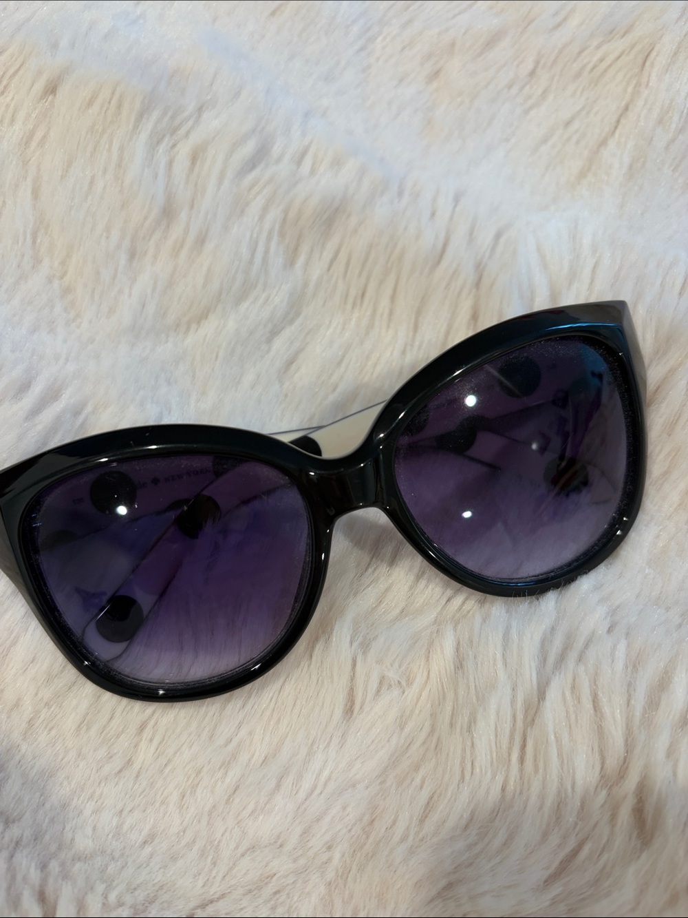 kate spade Black Cat-Eye Sunglasses with Purple Gradient Lenses